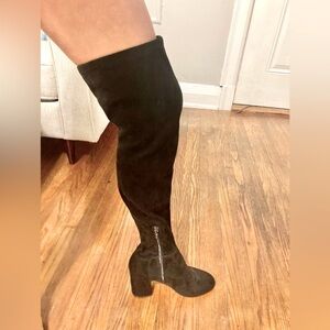 Thigh high suede black boots